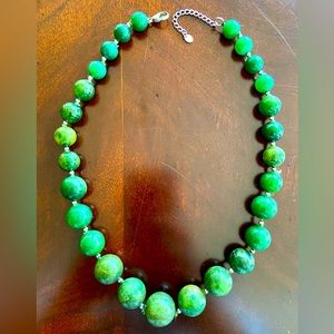Luc 925 CN Signed Green Graduated Beads Hydrogrossular (Garnet) Necklace